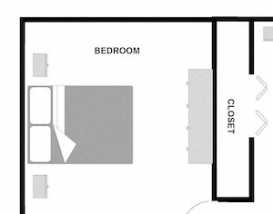 3x1-RM 3 bedroom 1 bathroom 1000 square foot apartment floor plan